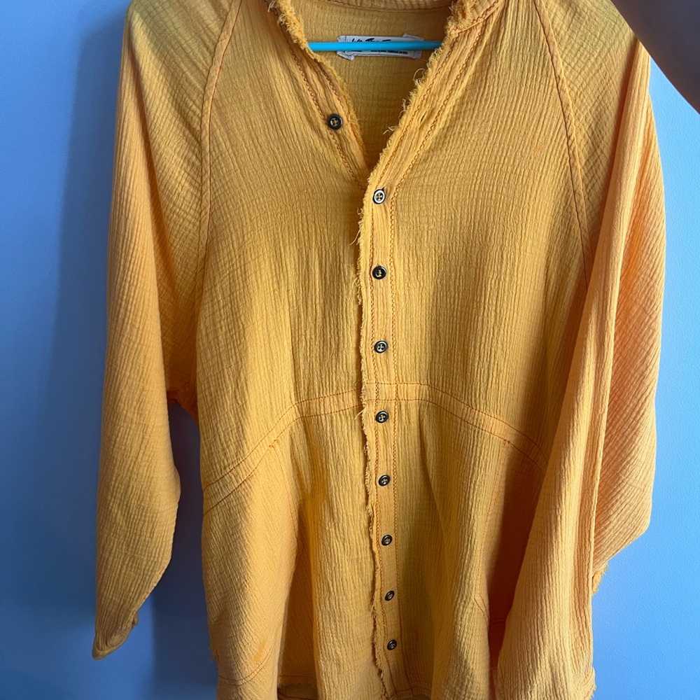 We The Free Yellow Lightweight Shirt Jacket
